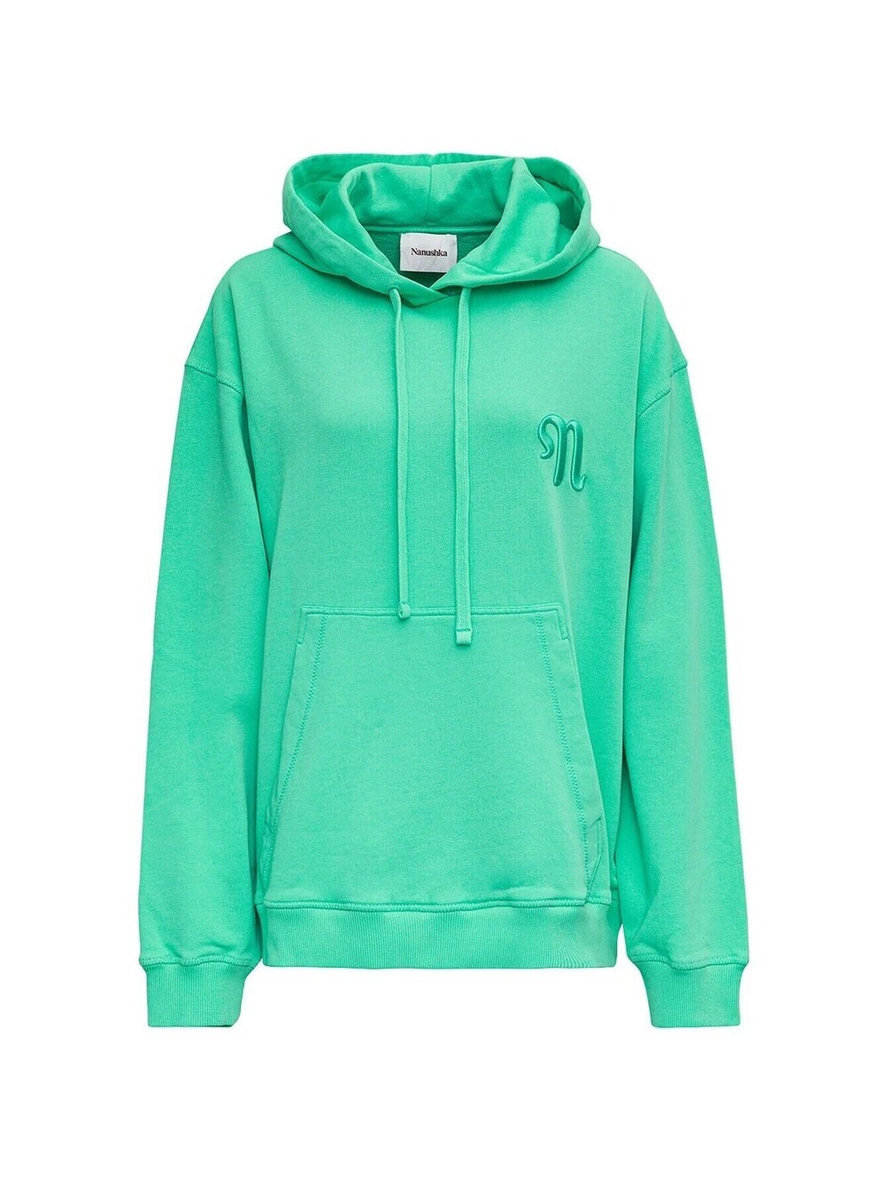 NEW Nanushka Green Organic Cotton Logo Embroidered Hoodie XXL